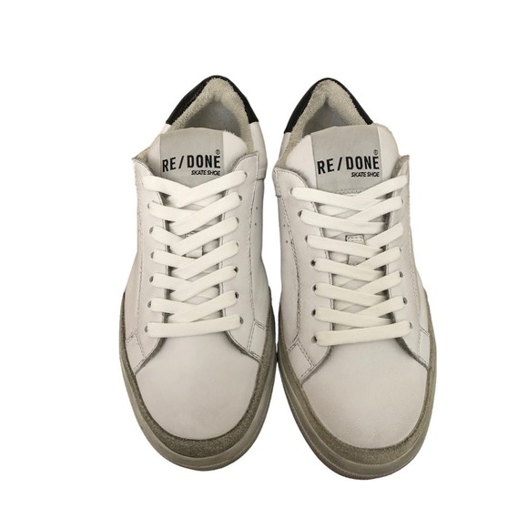 RE/DONE 90s Skate Sneakers Leather Suede Low Top Lace Up Shoes White NWB 37 - Picture 3 of 9